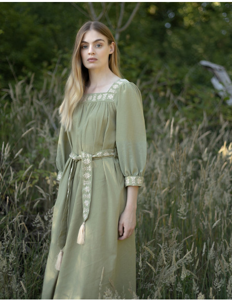 Robe "Elma" manches trois-quarts pistache