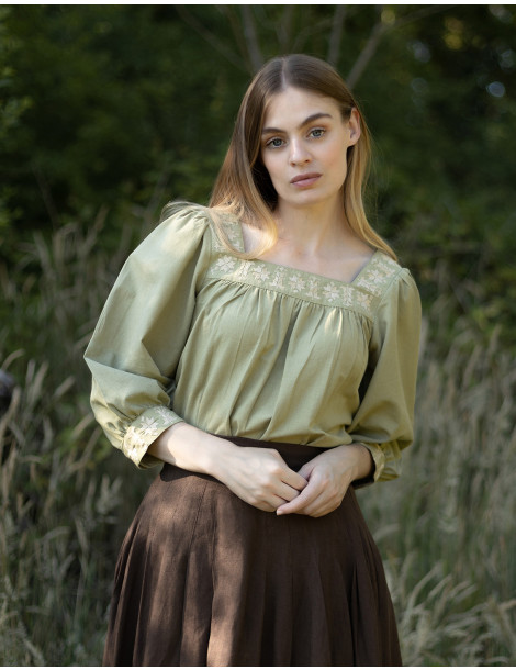 Haut "Elma" manches trois-quarts pistache