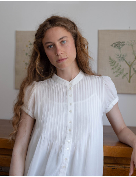 Blouse "Hannah" blanc cassé manches courtes