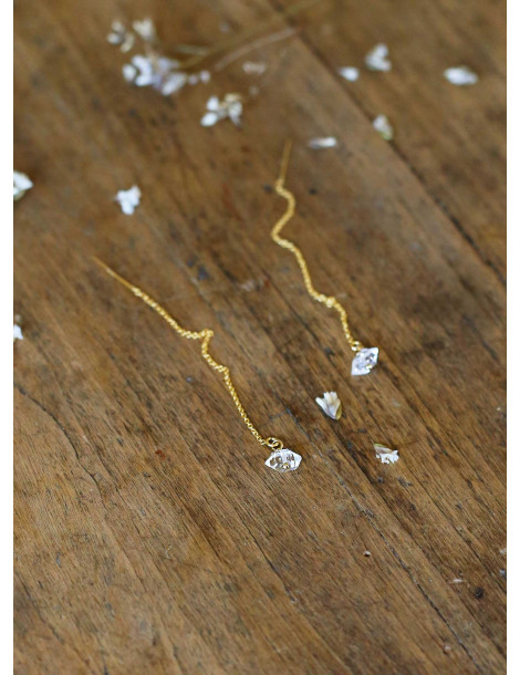 Boucles d'oreilles "Herkimer Diamond" or