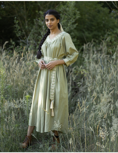 Robe "Ilma" manches trois-quarts pistache