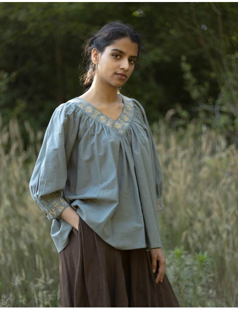 Haut "Ilma" manches trois-quarts lagon