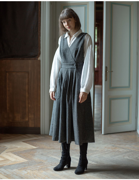 Robe-chasuble "Lana" pure laine grise 