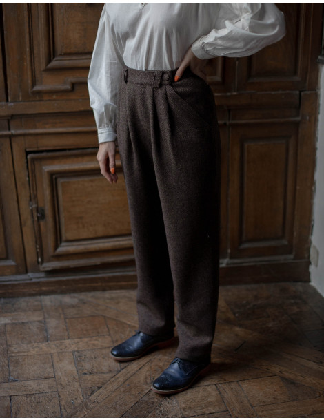 Pantalon "Lana" pure laine marron