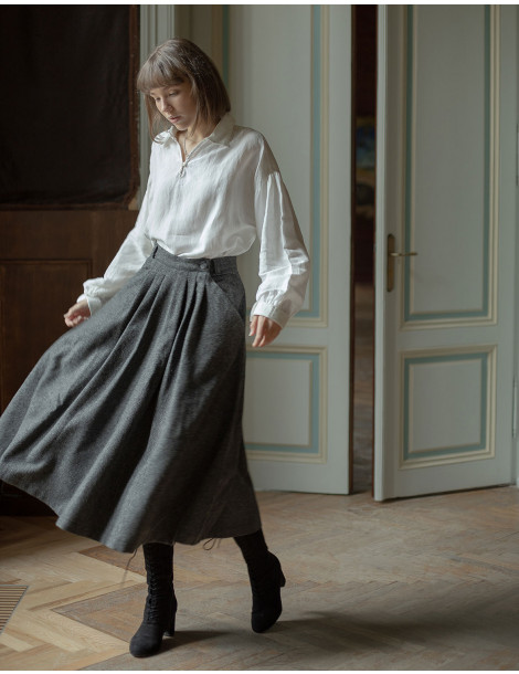 Jupe "Lana" pure laine grise 