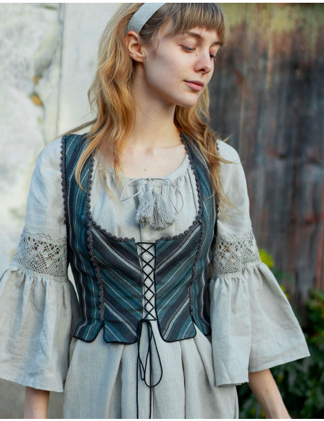 Bustier "Lina" en lin rayé bio