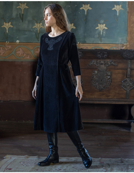 Robe "Marjan" en velours noir brodé