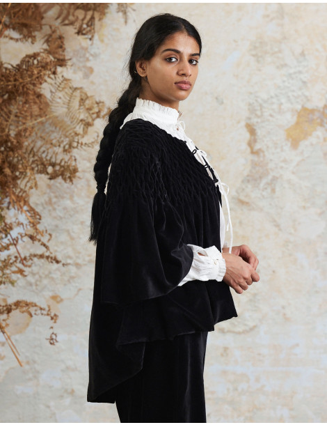 Veste "Minna" noire en velours de coton