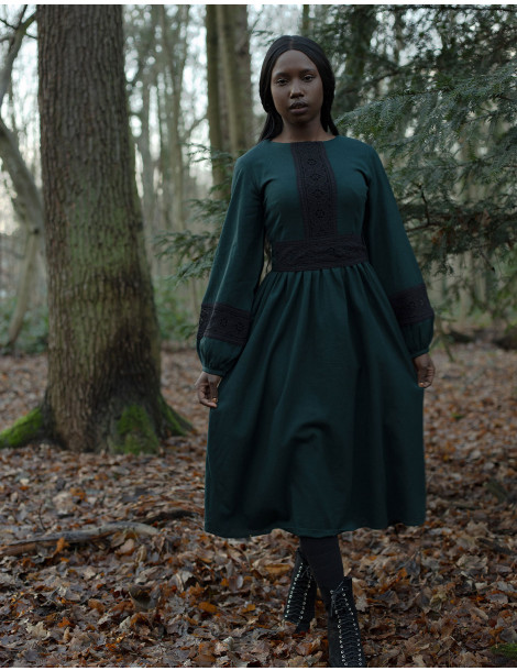 Robe "Misha" en coton bio vert forêt