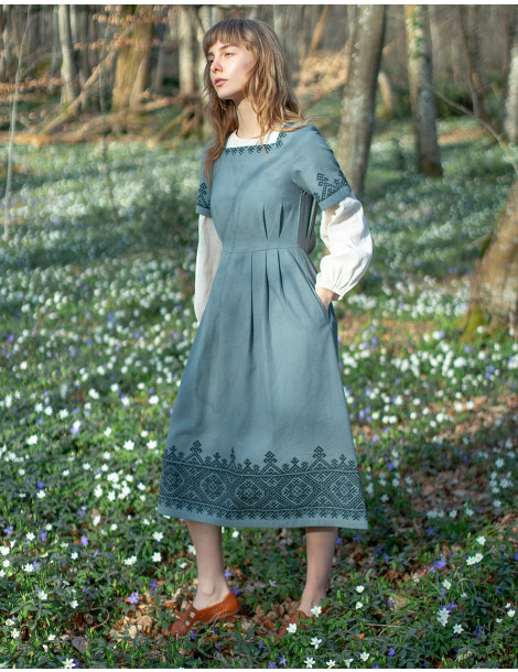 Robe "Oxana" en coton bio bleu lagon
