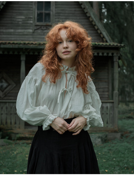 Blouse "Pia" en voile de coton blanc