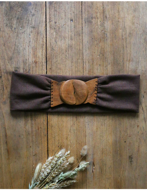 Ceinture "Taika" caramel en jersey de laine et bois
