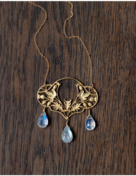 Collier "Thistle" Or et pierre de lune