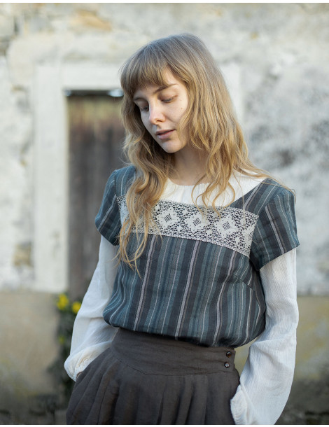 Haut "Vanda" en lin rayé bio