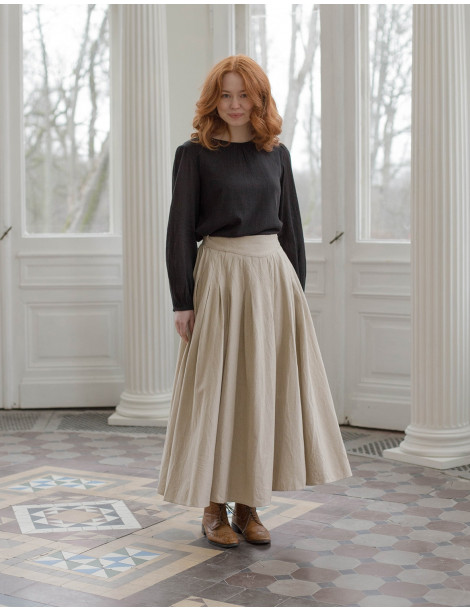 Jupe longue "Vineta" en lin naturel