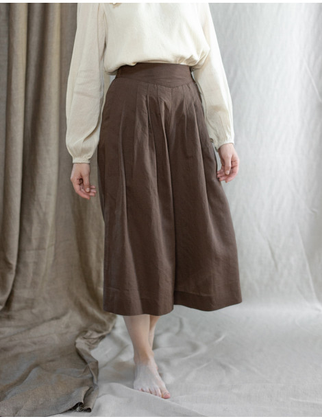 Pantalon palazzo "Vivika" châtaigne midi