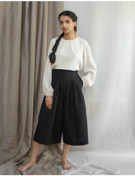 Pantalon palazzo "Vivika" noir midi