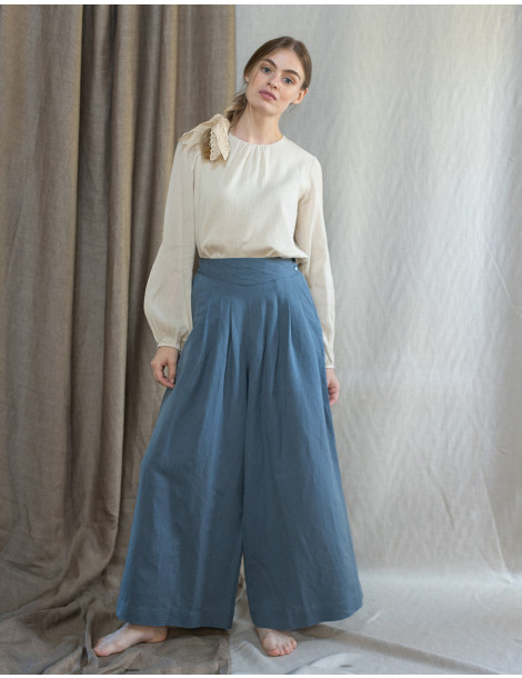 Pantalon palazzo "Vivika" bleu atlas