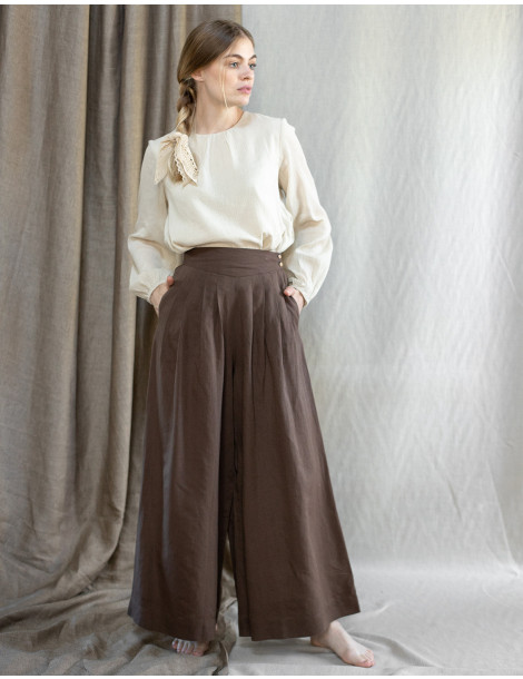 Pantalon palazzo "Vivika" châtaigne