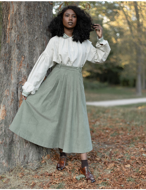 Jupe "Yana" en velours côtelé vert menthe