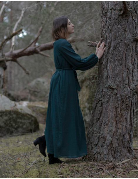 Robe "Ziema" en coton vert forêt