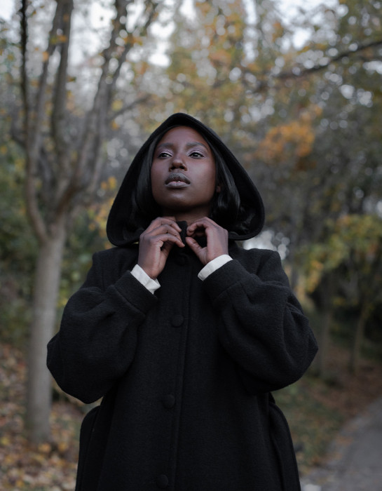 Manteau long "Aneta" pure laine noire