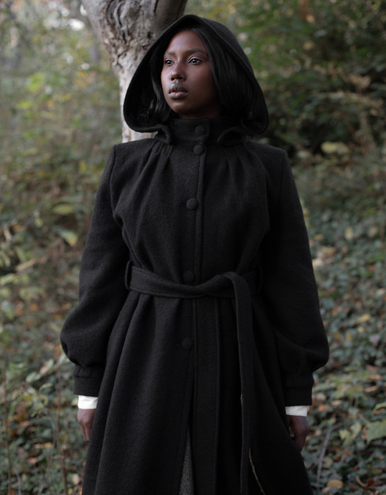 Manteau long "Aneta" pure laine noire