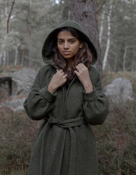 Manteau long "Aneta" pure laine vert mousse