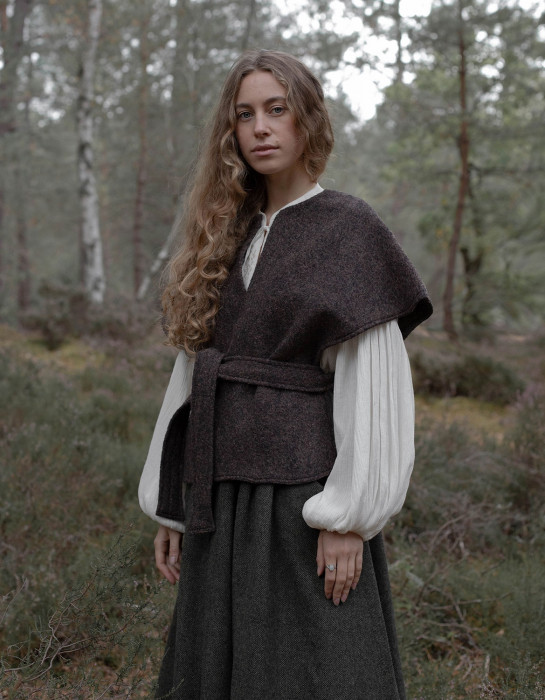 Pull Poncho "Aneta" pure laine marron