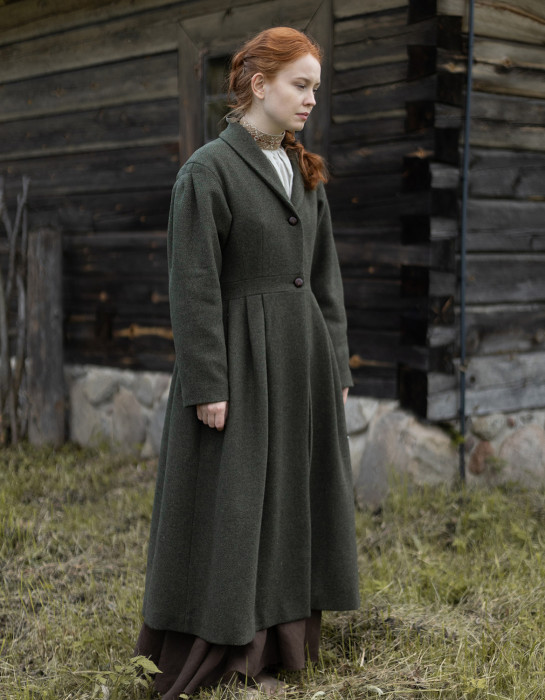 Manteau "Annie" en laine vert mousse