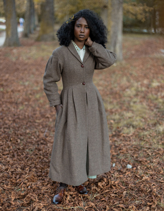 Manteau "Annie" en laine bois flotté