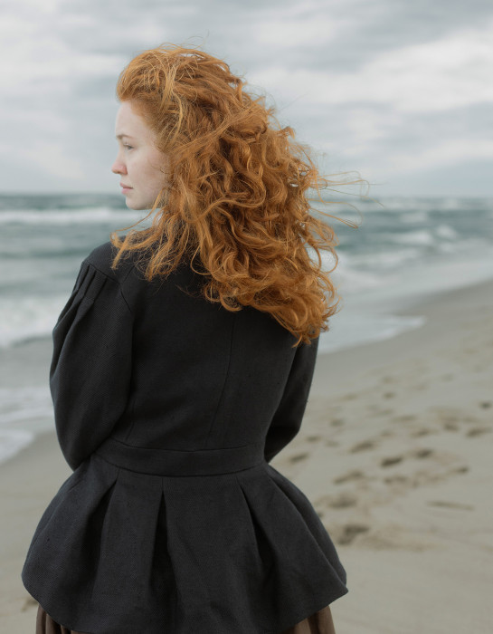 Veste "Annie" en lin épais noire