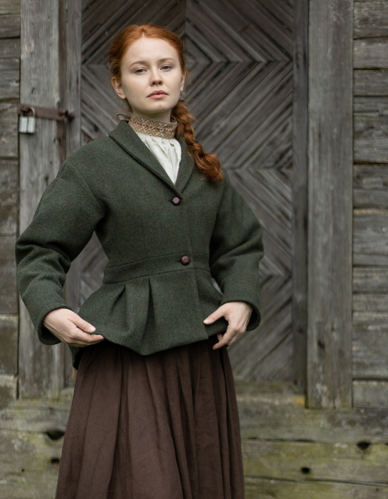 Veste "Annie" en laine vert mousse