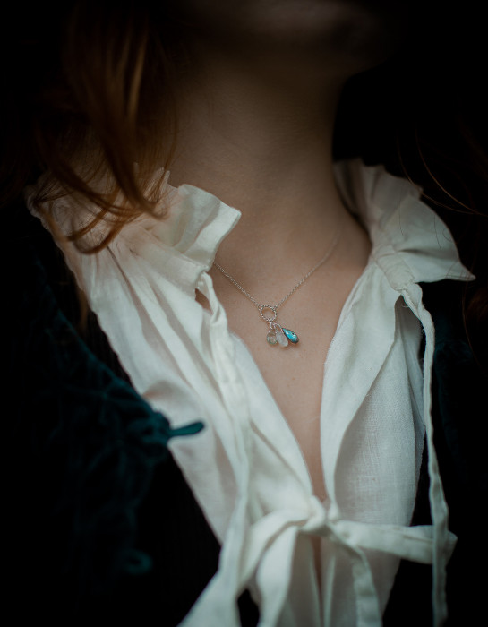 Collier "Asra" en argent 925 avec de l'aigue-marine