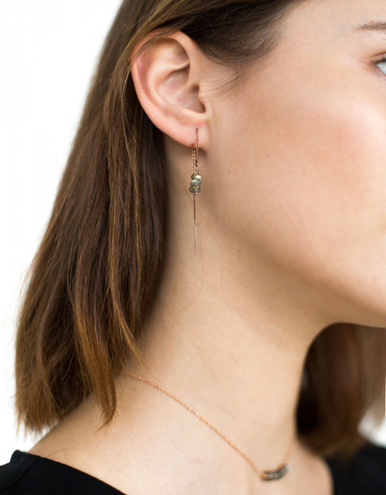 Boucles "Arvid" en or rose et Labradorite