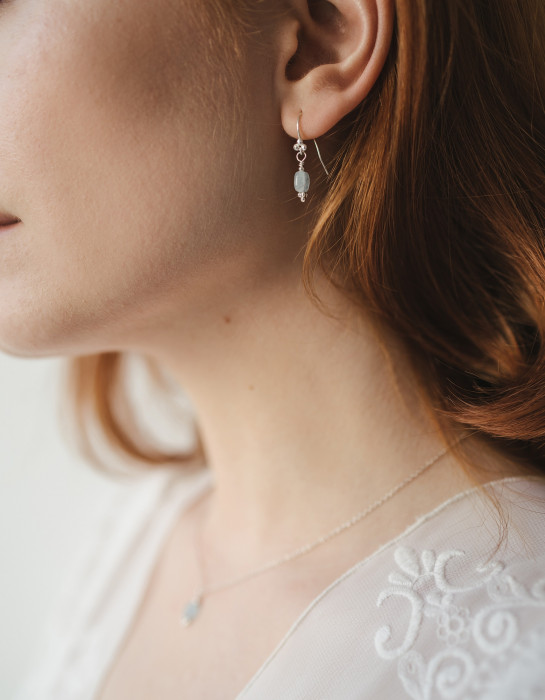 Boucles d'oreille "Asta" en argent et aiguemarine