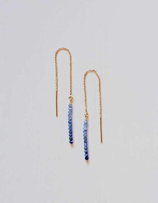 Boucles d'Oreilles "Thurayja" Or et Sodalite