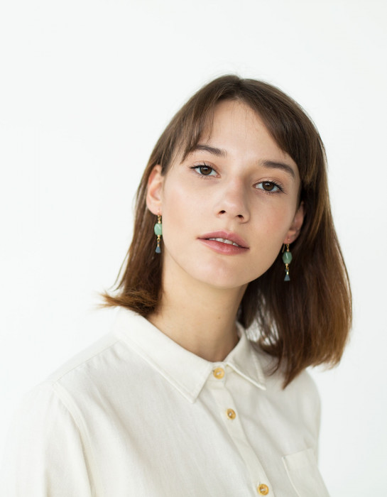 Boucles d'oreilles "Vicky" Aventurine vert céladon 