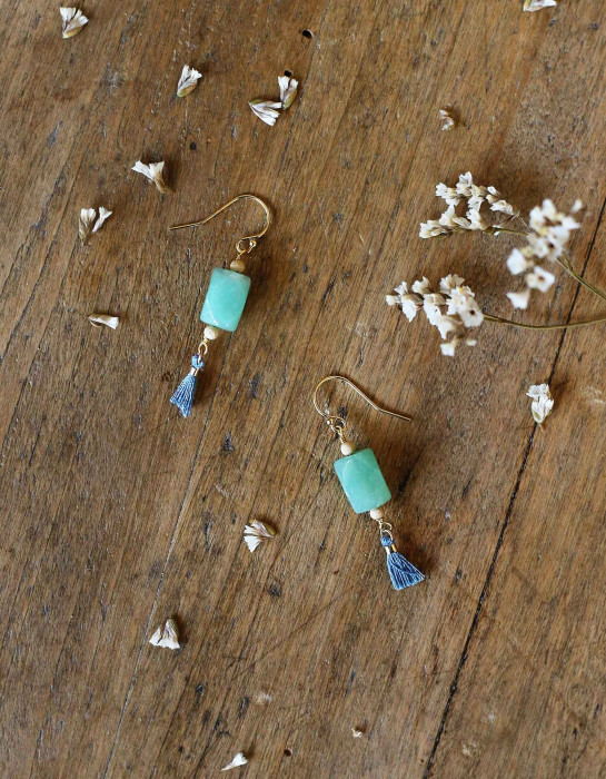 Boucles d'oreilles "Vicky" Aventurine vert céladon 