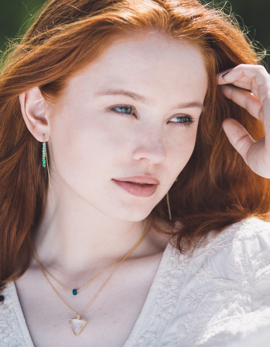 Boucles d'Oreilles "Thurayja" Or et Sodalite