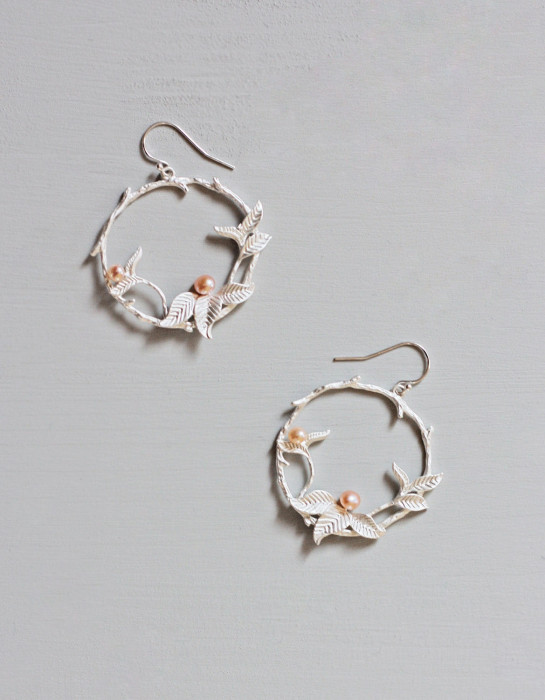 Boucles d'oreilles "Jardin d'Hiver" argentées