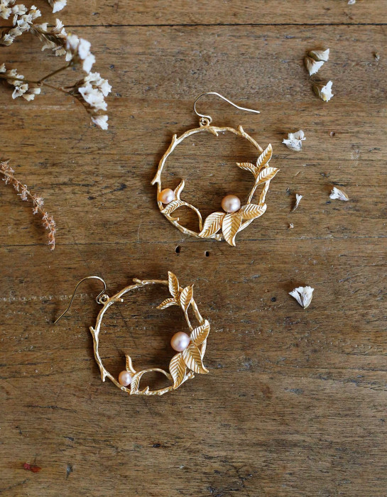 Boucles d'oreilles "Jardin d'hiver" dorées