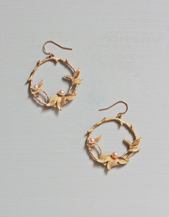 Boucles d'oreilles "Jardin d'hiver" dorées