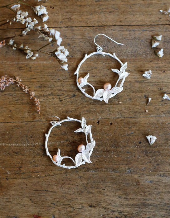 Boucles d'oreilles "Jardin d'Hiver" argentées