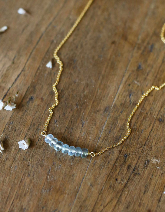 Collier "Arvid" en or 14k et aiguemarine