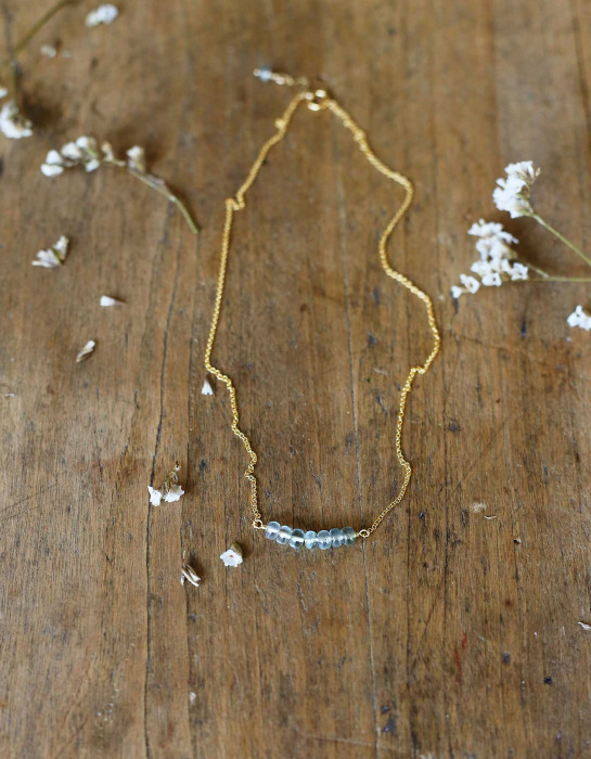 Collier "Arvid" en or 14k et aiguemarine