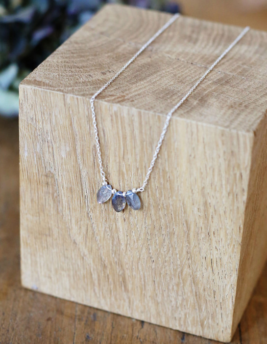 Collier "Trys" argent et labradorite