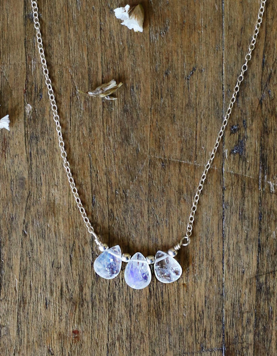 Collier "Indra" pierre de lune argent