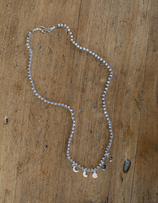 Collier "phases de la lune" et pierre de lune