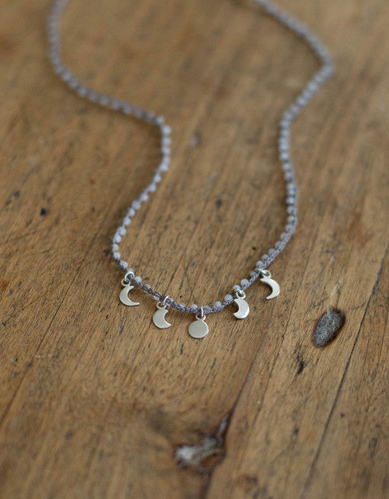 Collier "phases de la lune" et pierre de lune
